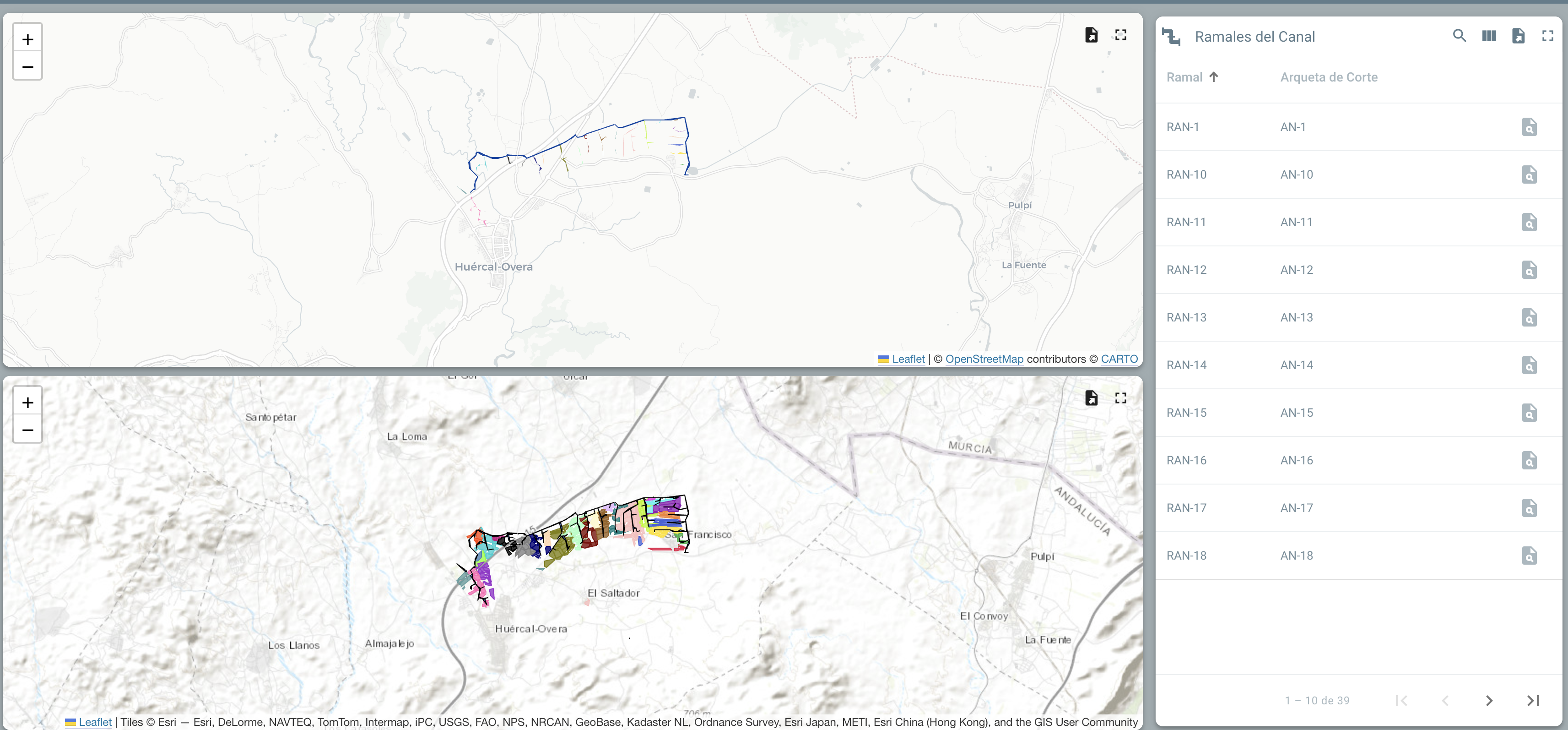 Mapa GIS con dispositivos y estado en Kuvio Nexus