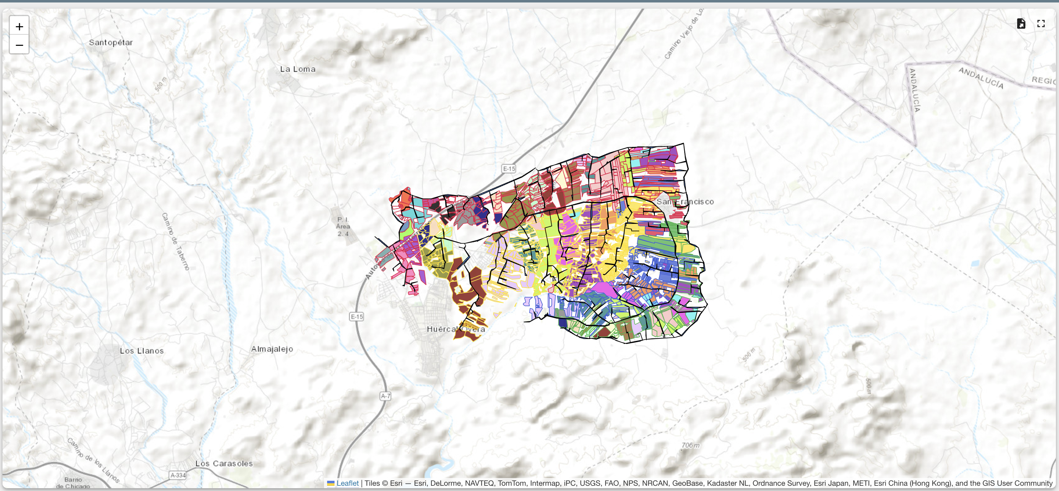 Vista detallada de sectorización geográfica